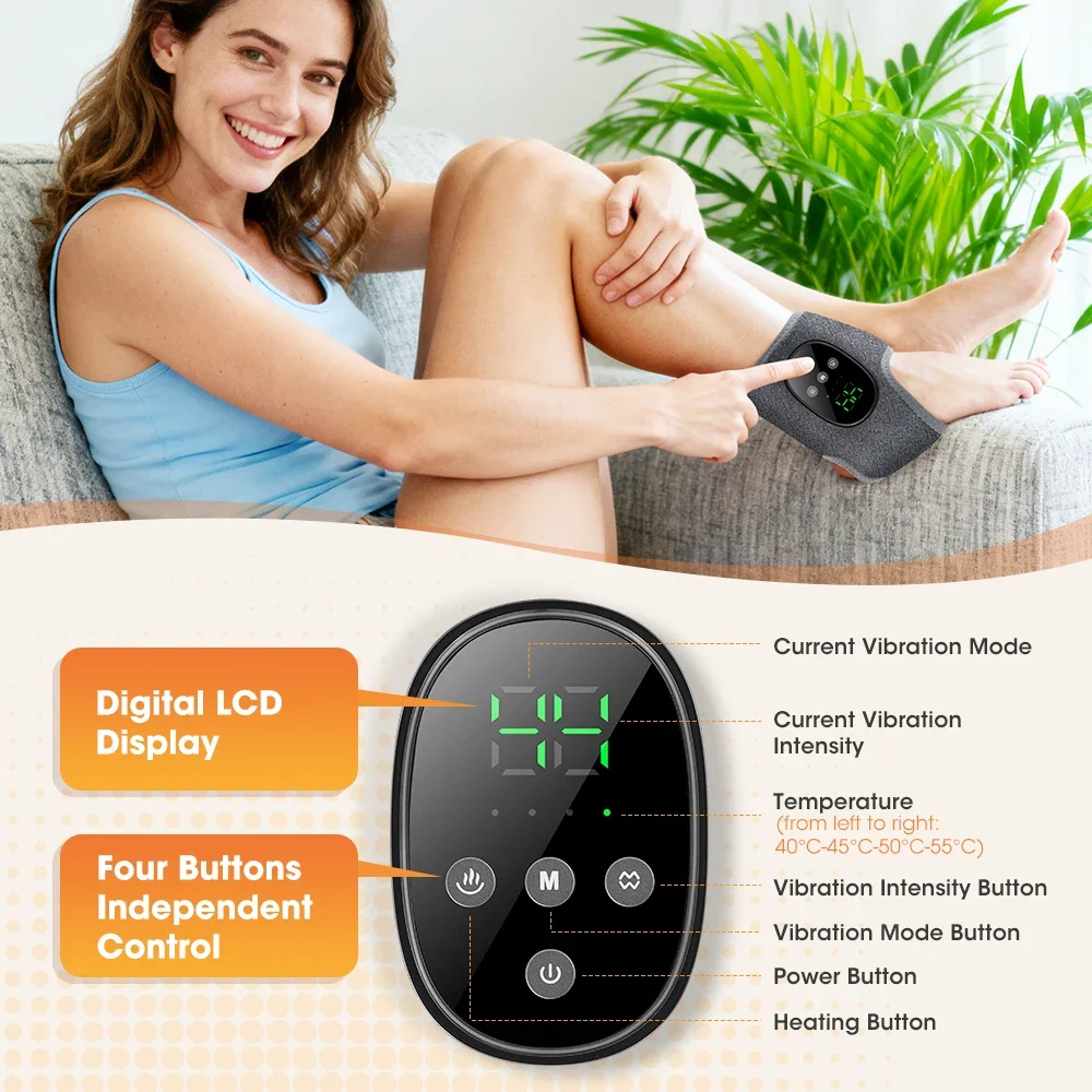 4 Modes 4 Levels Intensity Heated Ankle Massager 1800mAh Rechargeable Electric Foot Wrap for Relax Home Use - Image 4