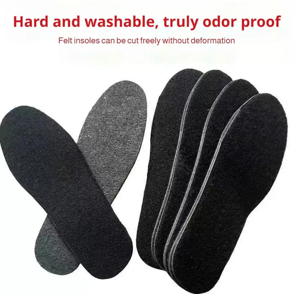 Felt Insoles for Shoes - 2-Pair Trim-to-Fit Insoles, Odor Absorbing & Cushioned, Winter Thickened Moisture-Wicking Work Ins E9A4 - Image 3
