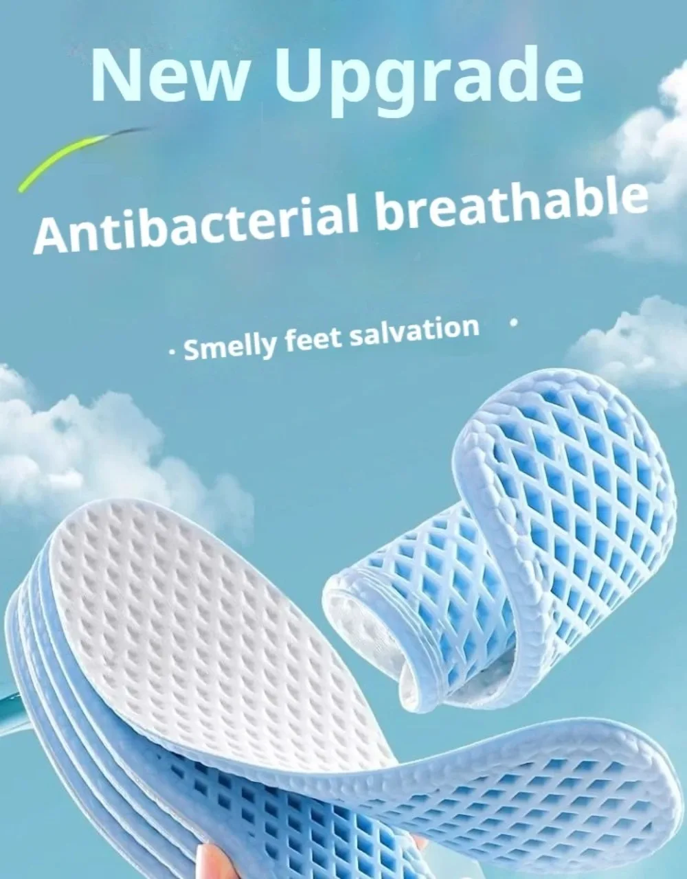 Comfortable Shock Absorption Mesh Breathable Insoles Sweat Absorb High-elasticity Shock Absorption Memory Foam Cool Insole - Image 9
