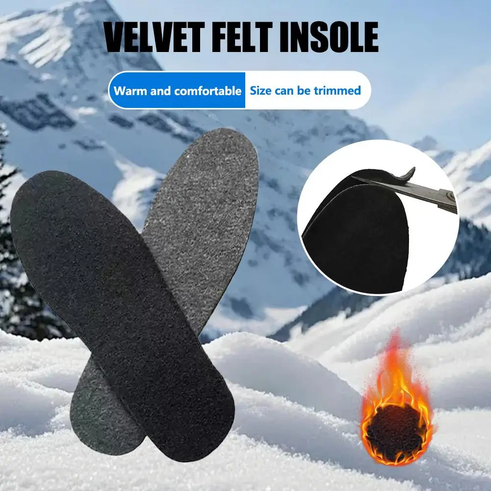 Felt Insoles for Shoes - 2-Pair Trim-to-Fit Insoles, Odor Absorbing & Cushioned, Winter Thickened Moisture-Wicking Work Ins E9A4