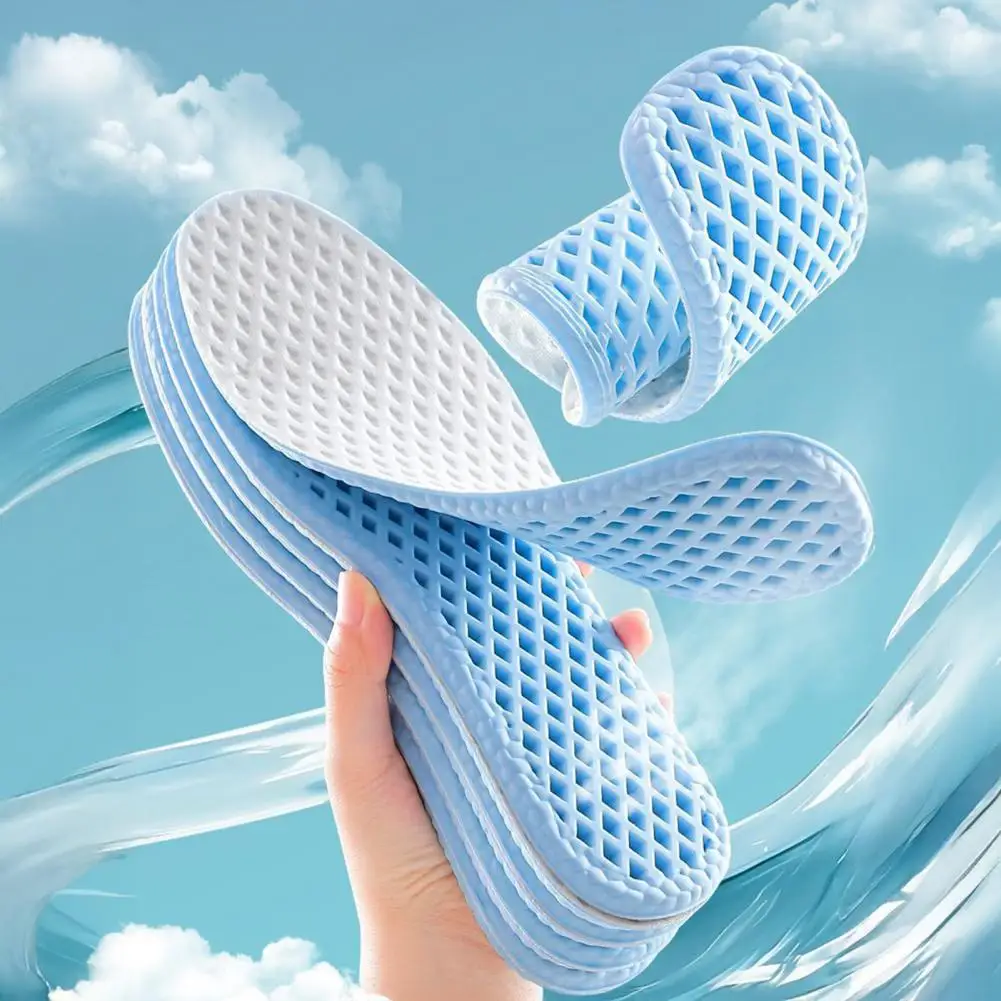 Summer Mesh Insoles Shock Absorption Breathable Shoe Inserts Flexible Cool Running Shoe Insoles for Sports Travel Work